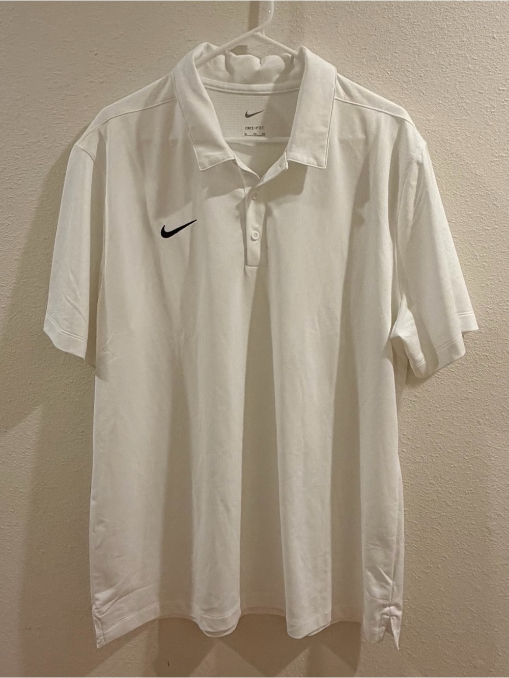 Nike Men’s White Polo Shirt with Black Swoosh